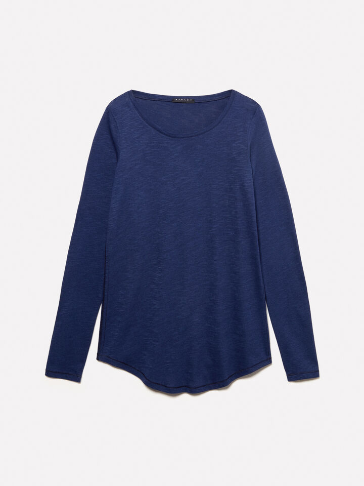 T-shirt bleu foncé à manches longues - null - Bleu Foncé | Sisley image number 6